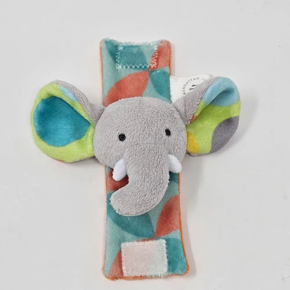Baby Toy Bundle Gund Elephant Twirly Curly Plush Manhattan Infant Wrist Rattle
